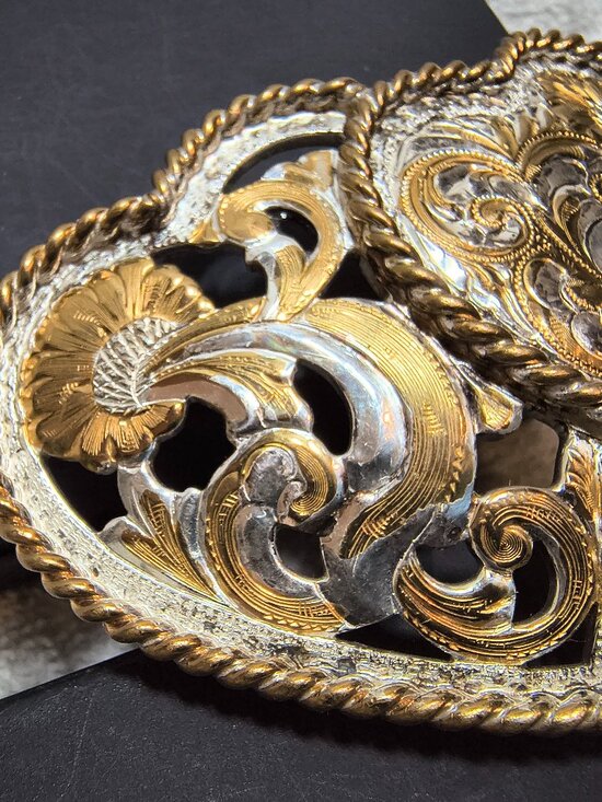 Silver Gold Double Heart See Through Buckle Gold Silver Swirl Crumrine Great !! main image 6
